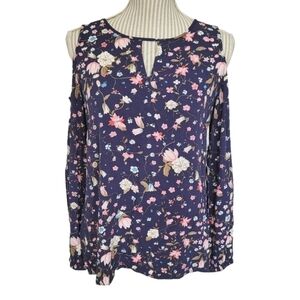 Cold-shoulder long sleeve floral top, Lila Rose, Small